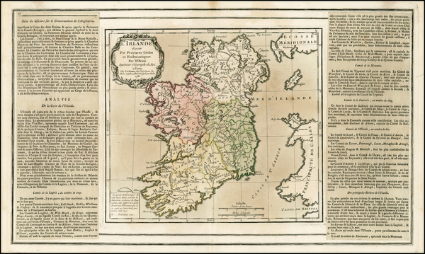 54-Ireland Map By Louis Brion de la Tour