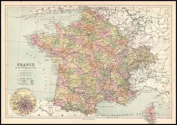 26-Europe, Switzerland and France Map By T. Ellwood Zell