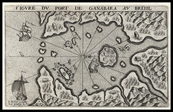 78-South America and Brazil Map By Marc Lescarbot / Jean Millot