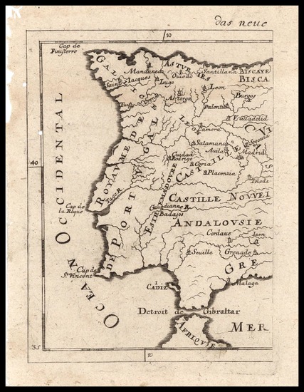 73-Europe, Spain and Portugal Map By Alain Manesson Mallet