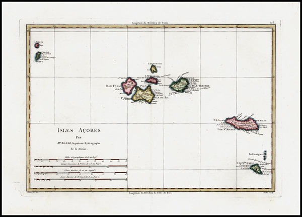 8-Atlantic Ocean, Caribbean and Portugal Map By Rigobert Bonne