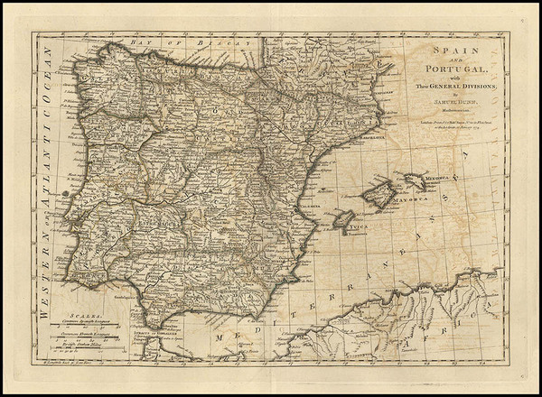 48-Europe, Spain, Portugal and Balearic Islands Map By Samuel Dunn