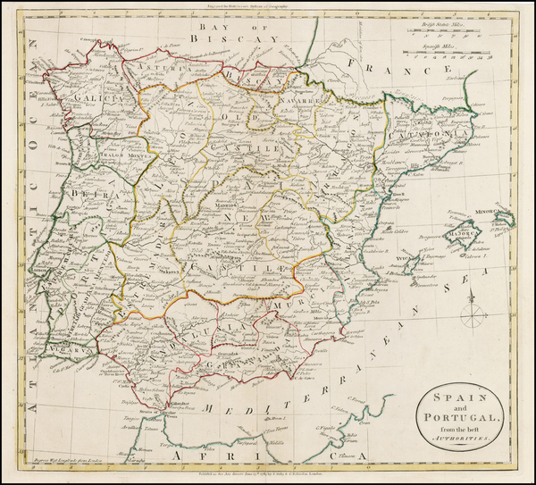 54-Spain and Portugal Map By G. Robinson  &  Charles Dilly