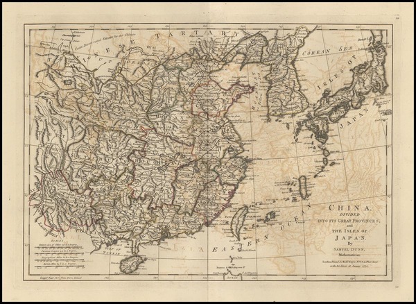 90-Asia, China, Japan and Korea Map By Samuel Dunn