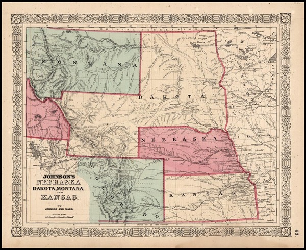 72-Plains and Rocky Mountains Map By Benjamin P Ward / Alvin Jewett Johnson