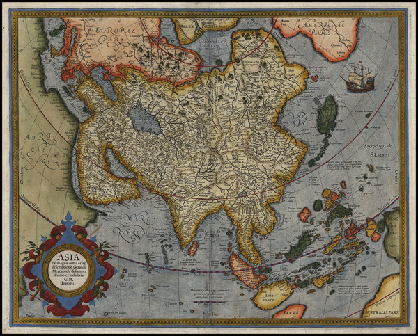 93-Asia and Asia Map By Gerhard Mercator