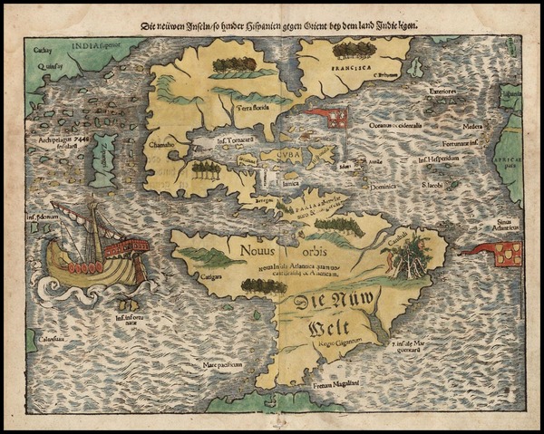 31-World, Western Hemisphere, North America, South America and America Map By Sebastian Munster