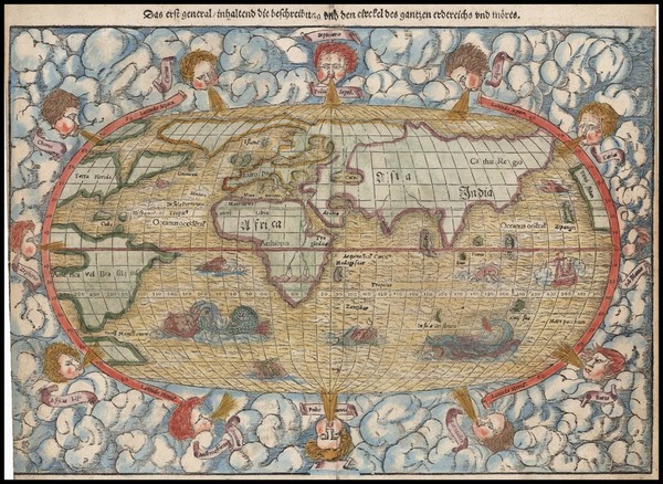 71-World and World Map By Sebastian Munster