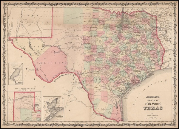 19-Texas Map By Alvin Jewett Johnson  &  Ross C. Browning
