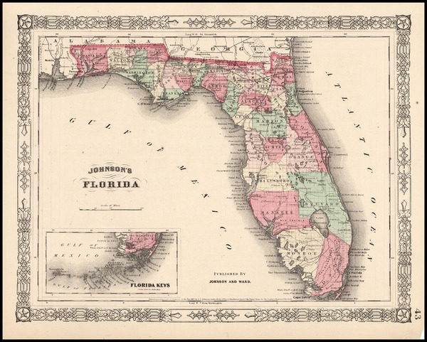 81-Southeast Map By Benjamin P Ward  &  Alvin Jewett Johnson