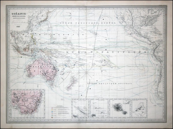 34-World, Australia & Oceania, Pacific, Australia and Oceania Map By Adolphe Hippolyte Dufour