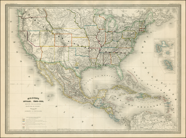 69-United States and Mexico Map By Adolphe Hippolyte Dufour