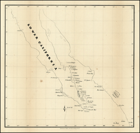 62-Baja California and California Map By Ackerman Lithg.