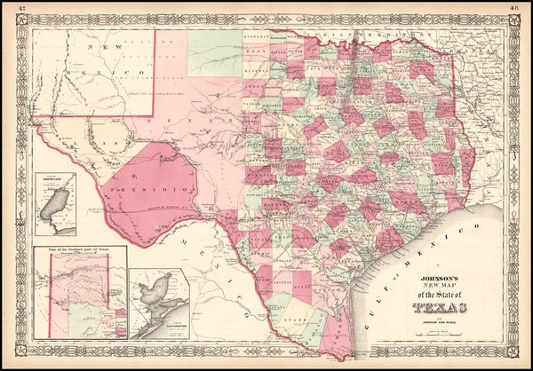 43-Texas Map By Benjamin P Ward  &  Alvin Jewett Johnson