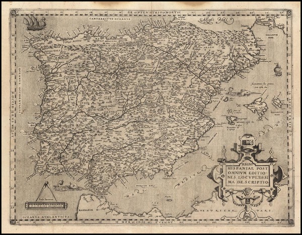 Spain and Portugal Map By Andreas Schottus