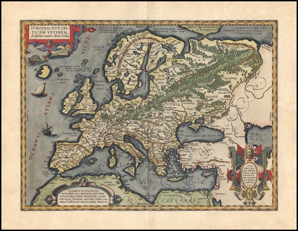 42-Europe, Europe, British Isles and Mediterranean Map By Abraham Ortelius