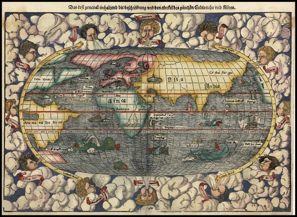 94-World and World Map By Sebastian Munster