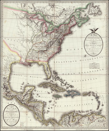 70-United States, Mexico, Caribbean and Central America Map By Pierre Antoine Tardieu