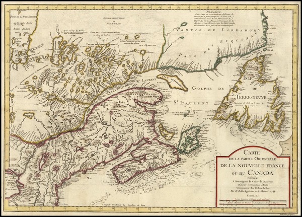47-New England and Canada Map By Jacques Nicolas Bellin