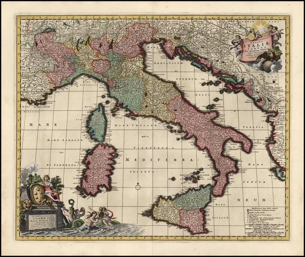 53-Europe, Italy and Balearic Islands Map By Nicolaes Visscher I