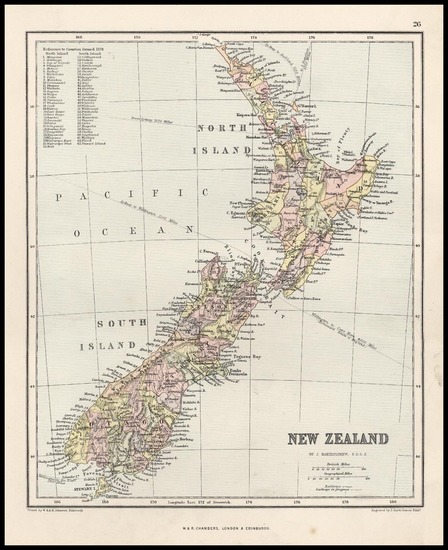 57-New Zealand Map By W. & R. Chambers