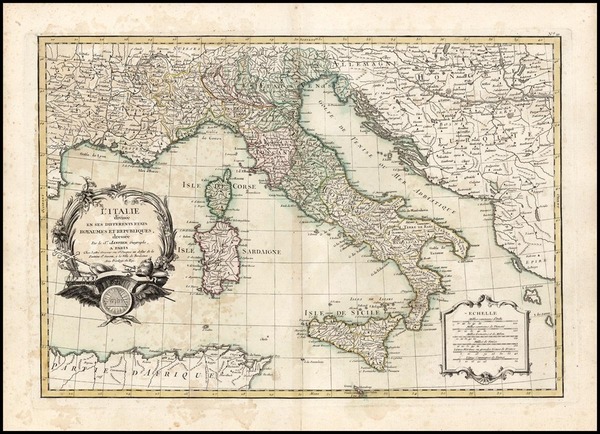 95-Europe, Italy, Mediterranean and Balearic Islands Map By Jean Janvier