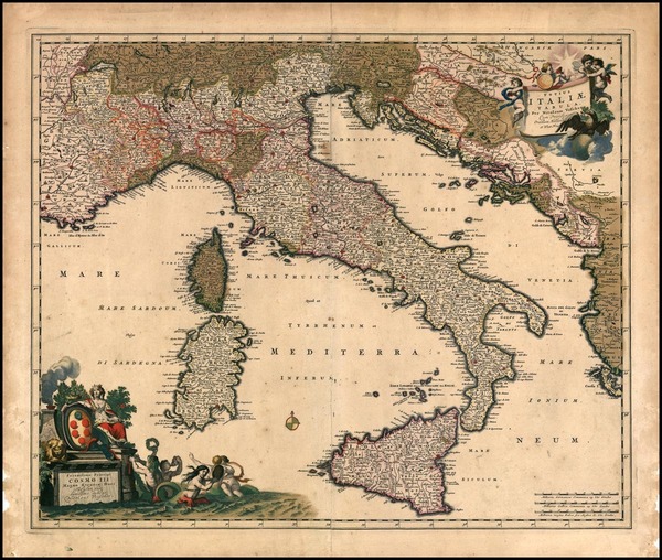 87-Europe, Italy and Balearic Islands Map By Nicolaes Visscher I