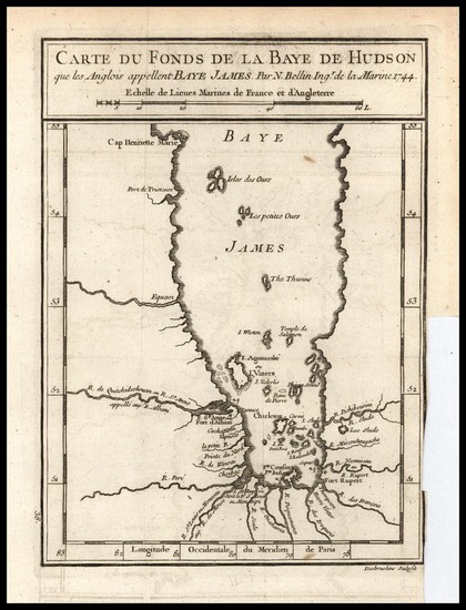 19-Canada Map By Jacques Nicolas Bellin