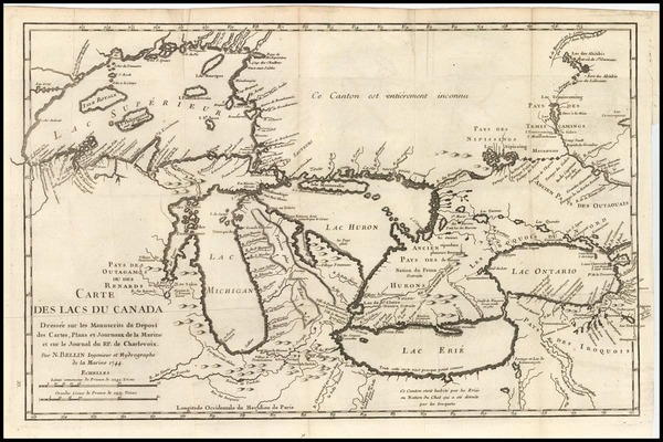 53-Midwest and Canada Map By Jacques Nicolas Bellin