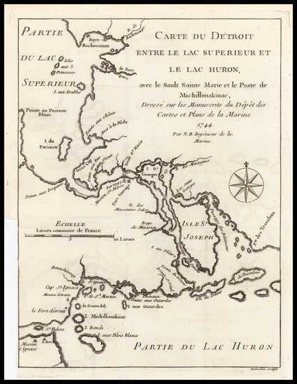 44-Midwest and Canada Map By Jacques Nicolas Bellin