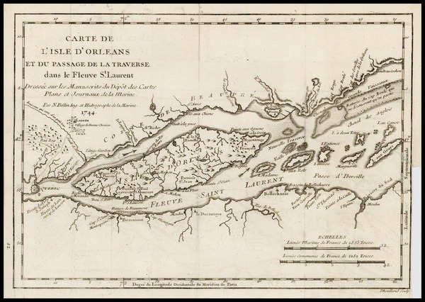 30-Canada Map By Jacques Nicolas Bellin