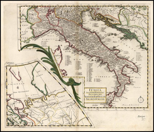 19-Europe and Italy Map By Giovanni Battista Nicolosi