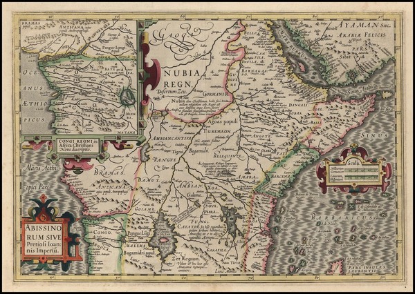 50-Africa, East Africa and West Africa Map By Jodocus Hondius