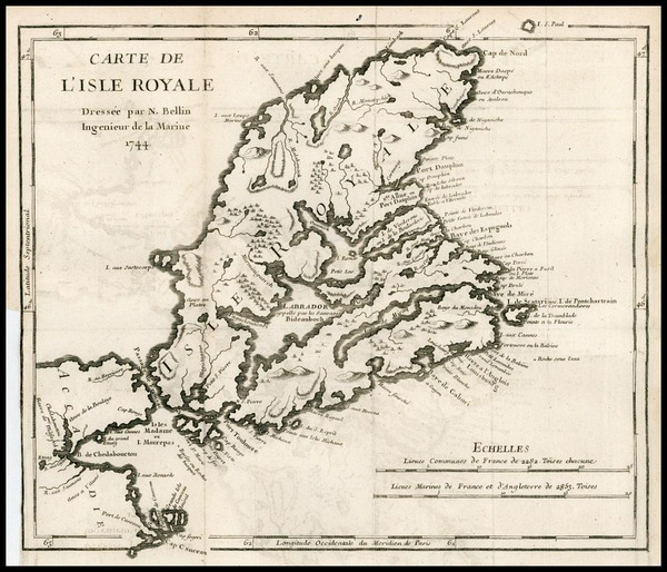 36-Canada Map By Jacques Nicolas Bellin