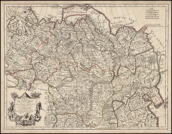 81-Ukraine, China, Central Asia & Caucasus and Russia in Asia Map By Guillaume De L'Isle