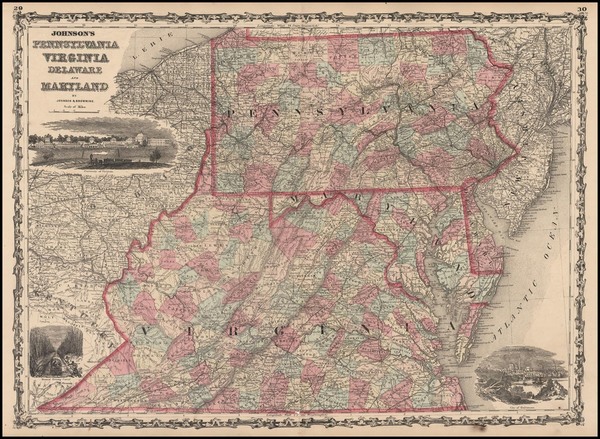 97-Mid-Atlantic and Southeast Map By Alvin Jewett Johnson  &  Ross C. Browning