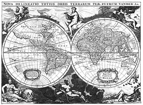 62-World and World Map By Pieter van der Aa