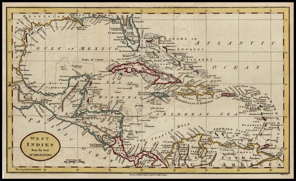 90-South, Southeast, Caribbean and Central America Map By Charles Dilly