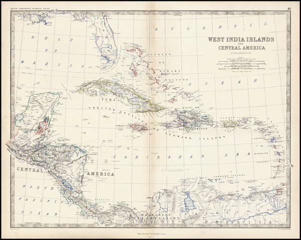 6-Southeast, Caribbean and Central America Map By W. & A.K. Johnston