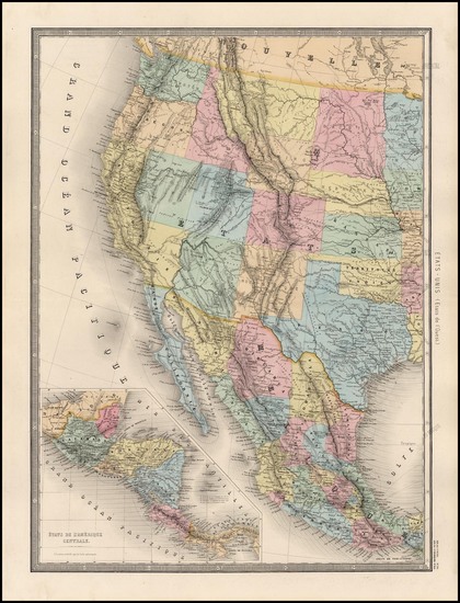 47-Texas, Plains, Southwest, Rocky Mountains and California Map By J. Andriveau-Goujon