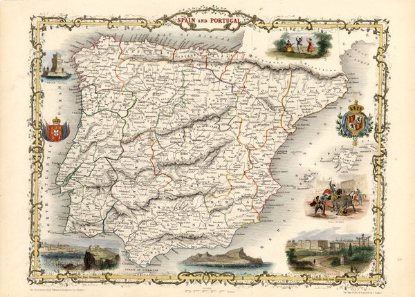 63-Europe, Spain and Portugal Map By John Tallis