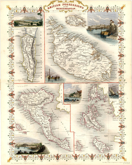 38-Europe, Mediterranean, Africa and Balearic Islands Map By John Tallis