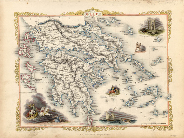 96-Europe, Mediterranean, Balearic Islands and Greece Map By John Tallis
