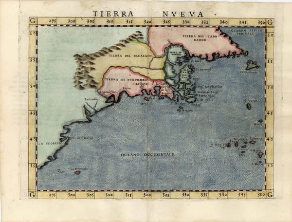 48-New England, Southeast and Canada Map By Girolamo Ruscelli