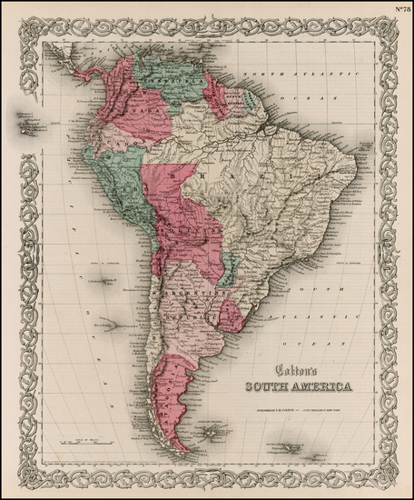 10-South America Map By Joseph Hutchins Colton