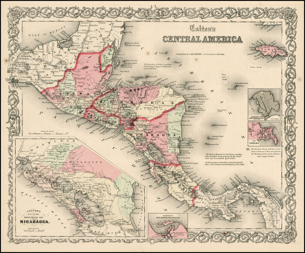 33-Central America Map By Joseph Hutchins Colton