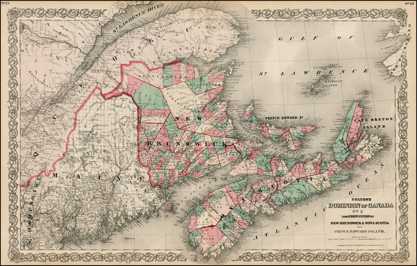 26-Canada Map By Joseph Hutchins Colton