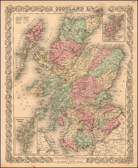 55-Scotland Map By Joseph Hutchins Colton