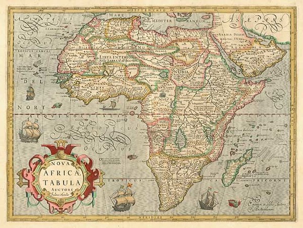 48-Africa and Africa Map By Jodocus Hondius