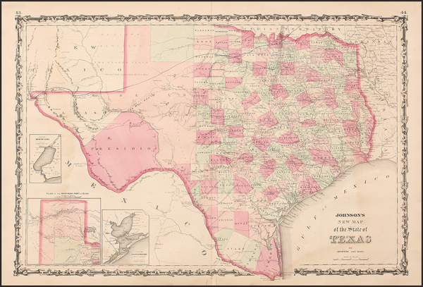 52-Texas Map By Benjamin P Ward  &  Alvin Jewett Johnson